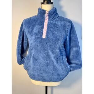 Crewcuts J Crew Girls Blue Sherpa Fleece Pullover Jacket Sweatshirt XL 12 14